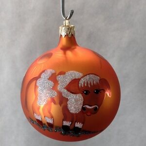 Polish Glass Ornament "Barnyard Neighbor" Globe Painted in Poland Radko Inspired